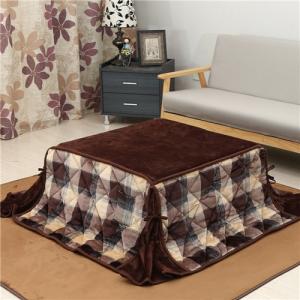 省スペース こたつ布団 こたつ掛け布団 掛け布団単品 ふわふわ感触フランネル生地 チエック  洗える ブラウン